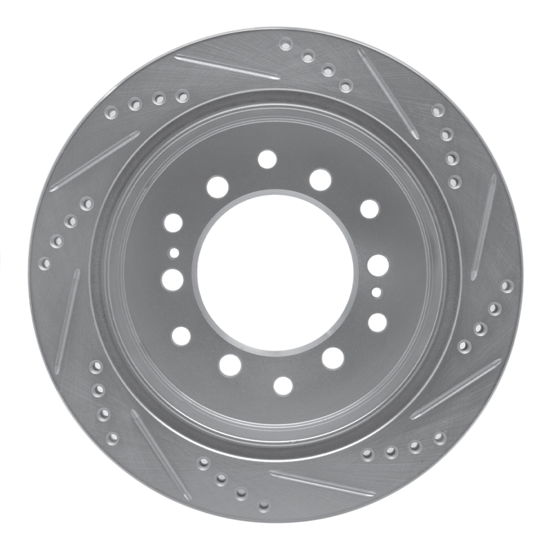 Lexus GX470 Brake Rotor (1) - Rear Left - R1 Concepts - Drilled & Slotted - Silver - `01-`09